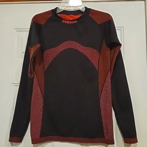 Dobsom Kaita Functional Walk n Run LS Thermal Training Mens Shirt Size 42 RedBlk